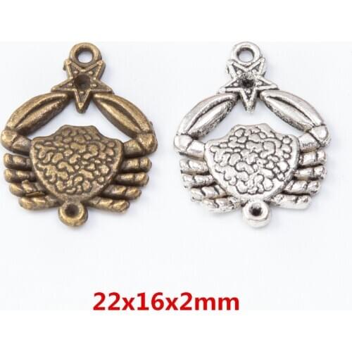 35 pieces of retro metal zinc alloy crab pendant for DIY handmade jewelry necklace making 7529