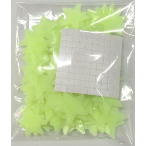 100pcs 3D Stars Glow In Dark Luminous Fluorescent Plastic Wall Sticker Home Decor Decal Wallpaper Decorative Special Festivel