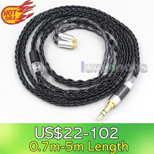 LN006595 3.5mm 2.5mm 4.4mm XLR 8 Core Silver Plated Black Earphone Cable For Shure se535 se846 Se425 Se315 Se215 MMCX