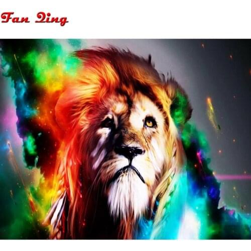 Full drill Needlework diamond embroidery 5D DIY Colorful lion 3D diamond mosaic cross stitch picture of rhinestones wall decor