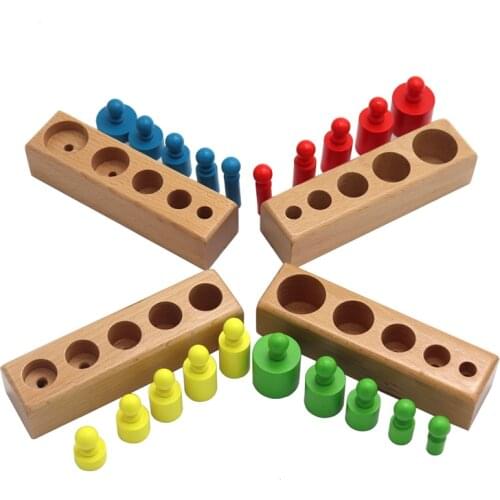 Wooden Montessori Cylinder Socket Puzzles Toy Baby Development Practice And SensesPreschool Educational Wooden Toys For Children
