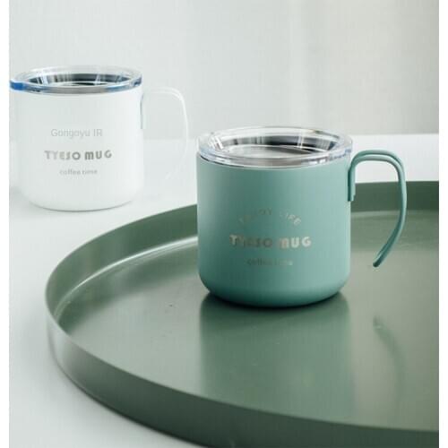 Doublelayer Stainless Steel Large-capacity Mug Portable Coffee Cup Travel Coffee Cup Tea Cup Beverage Dessert Breakfast Milk Cup