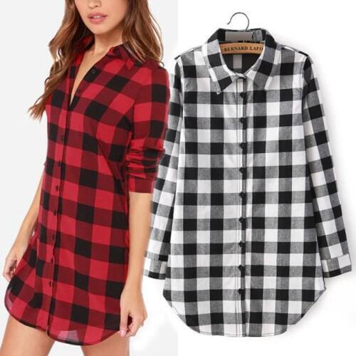 HengShunRui Women's Plaid Shirts