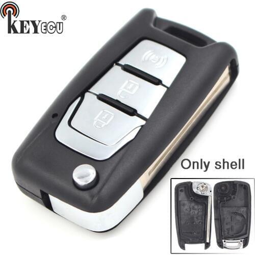 KEYECU for SsangYong Korando New Actyon C200 Replacement 3 Button Flip Folding Remote Car Key Shell Case Blank