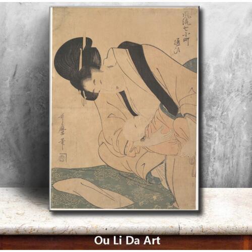 Classical Japan kimono mother baby oil painting canvas painting printings printed on canvas home wall art decoration picture