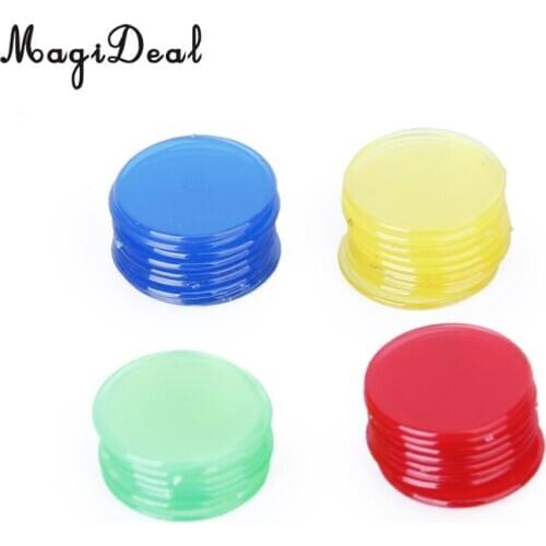 MagiDeal Hot 100Pcs Plastic 2cm 4 Colors PRO Count Bingo Chips Markers for Fun Family Club Carnival Bingo Game Supplies Dropship