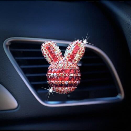Cute Rabbit Car Fresheners Air Vent Perfume Clip Bling Car Accessories For Girls Interior Decor Flavoring In Car Aroma Diffuser