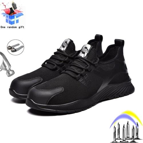 Fashion Men Safety Work Boots Anti-puncture Anti-smashing Steel Toe Shoes Indestructible Breathable Comfortable Light Sneakers