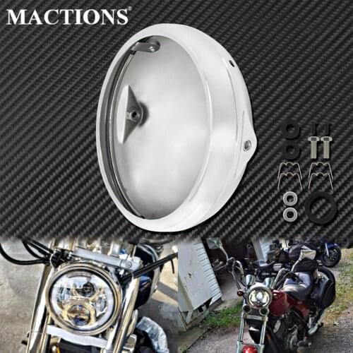 Motorcycle 7'' LED Chrome Headlight Housing Retro Bucket Headlamp Shell Metal For Harley Touring Dyna XL883 For Honda For Yamaha