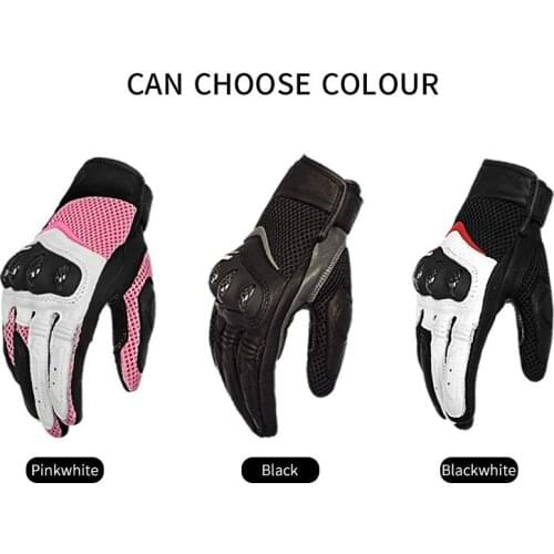 Motorcycle Gloves Sheepskin Womens Gloves Riding Touch Screen Leather Protective Lady Gloves Off-Road Cool heated gloves