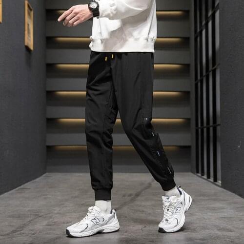 Mens Summer Thin Ice Silk Casual Pants Fashion Breathable Quick-drying Sweatpants