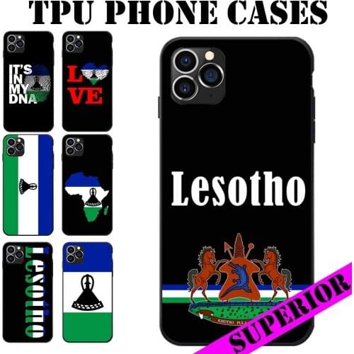 For REDMI 5 6 7 8 T 9 A S2 NOTE 10 PRO PLUS 5G Lesotho Flag Coat of Arms Text Theme Soft TPU Phone Back Cases
