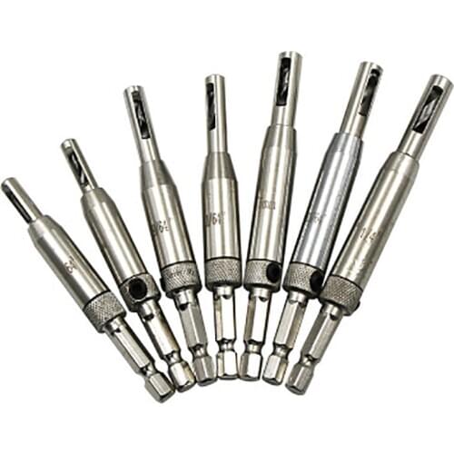 1 Set Door Window Hinge Hole Opener Woodworking Puncher Hexagon Drill Bits Positioning Tools Kit 5/64" 7/64" 9/64" 13/64" 1/4"