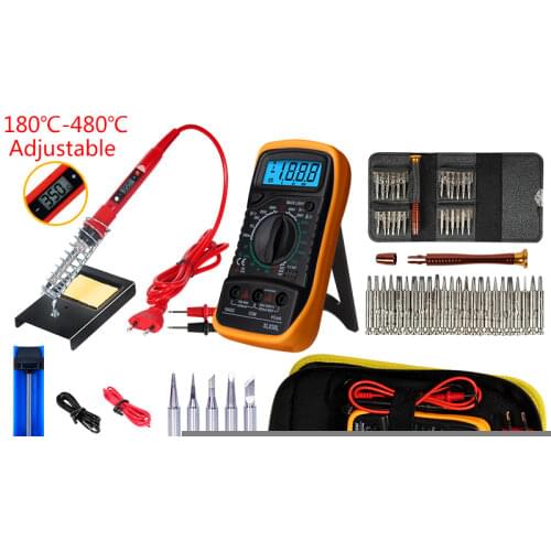 Soldering iron kits 80W 220V/110V LCD screen Adjustable Temperature Digital Multimeter 25 in 1 screwdriver Welding Tool Kits