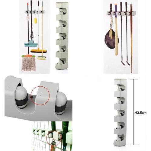 5 Position Wall Hanger Storage Mounted Holder Organizer Rack Broom Mops Kitchen Tools Brush