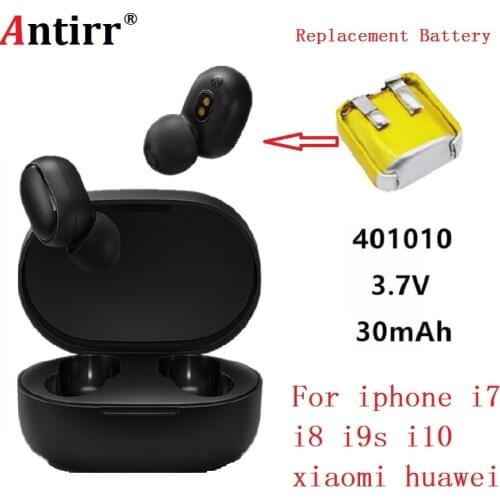 3.7V small size Lipo lithium polymer rechargeable battery 30mAh or bluetooth Headphone headset earphone 401012