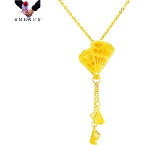OMHXFC Wholesale PN595 European Fashion Fine Woman Girl Party Birthday Wedding Gift Skirt Tassel 24KT Gold Pendant Charm