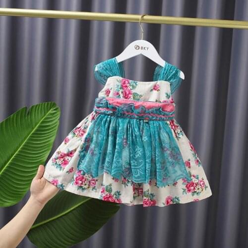 Miayii Baby Clothing Spanish Vintage Ball Gown Bow Print Sleeveless Lolita Princess Dresses For Girls Easter Eid A249
