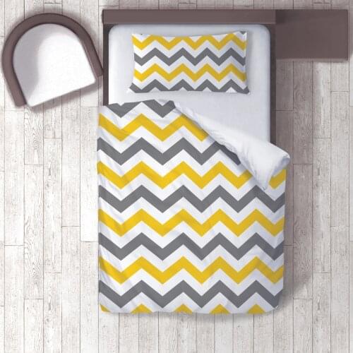 Duvet Cover Set Bedding Set Pillow Case for Baby and Kids Room 3D Printed Yellow and Gray Lines Model 125
