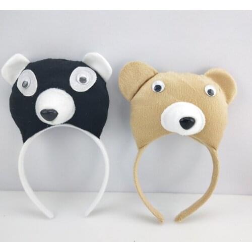 Cartoon 3D Bear Panda Animal Ear Headband Boy Girl Woman Cosplay Headwear Birthday Party Gift Hair Accessories Halloween