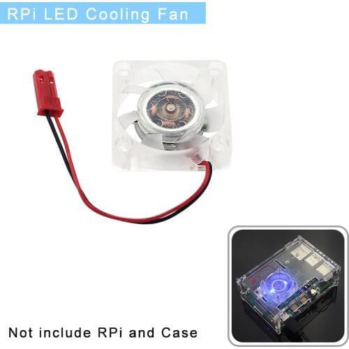 Raspberry Pi Bule Light Cooling Fan LED Cooler with 2 LED Light for Raspberry Pi 4/3B/3B