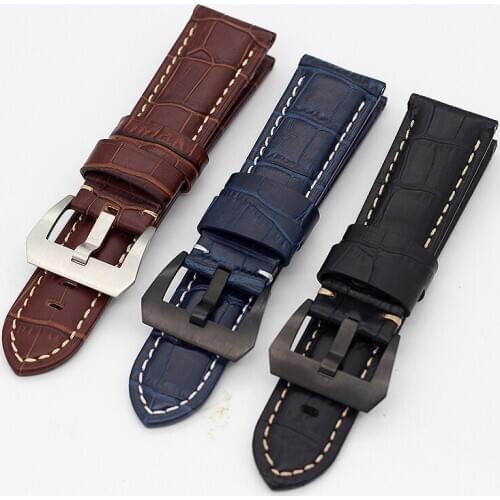 Thick and solid Genuine Calf Hide Leather Watch Strap Watchbands 22mm 24mm 26mm For PAM111 PAM441 Men And Women Bracelet