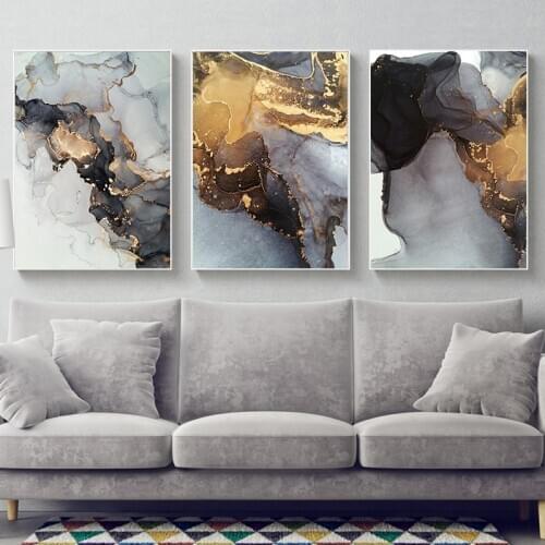Modern Abstract Gold Luxury Canvas Painting watercolor Picture Home Decor Wall Art Minimalist Posters and Prints for Living Room