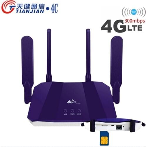 Router 4g Sim Card 300Mbps Wireless WIFI 3G 4g Modem Unlocked Outdoor LTE Wi-Fi Booster Car Networking WAN/LAN RJ45 Port Routers