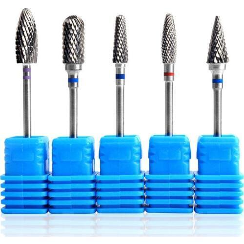 Tungsten Steel Solid Carbide Nail Drill Bits Burr Grinding Head 3/6mm Metal Diamond Material Power Nail File Tools Pedicure Bule