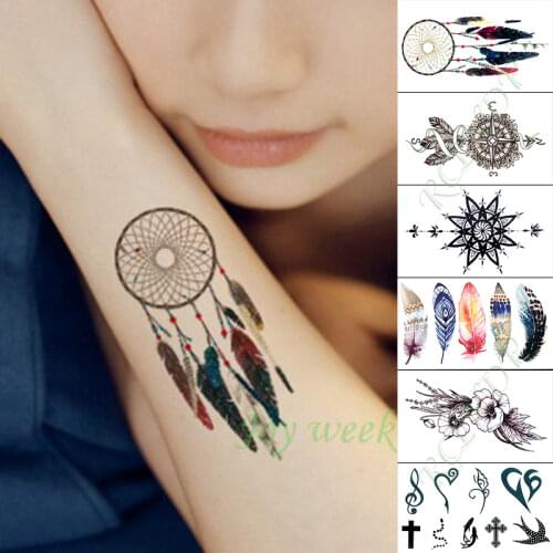 Waterproof Temporary Tattoo Sticker feather bird spider geometric pattern tatoo fake tatto flash tattoos for girl men women