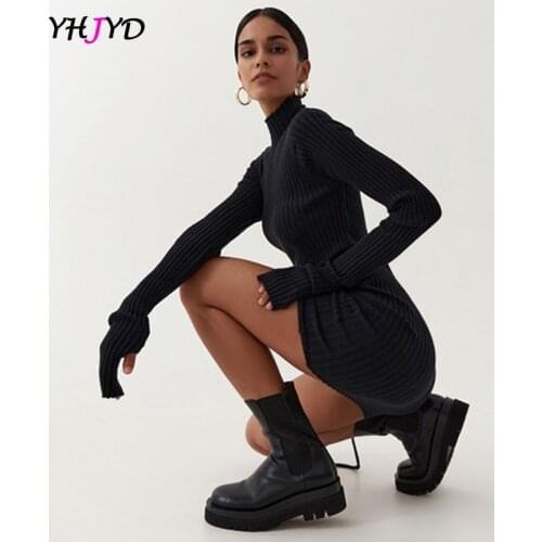 Модные вязаные платья YHJYD China At AliExpress