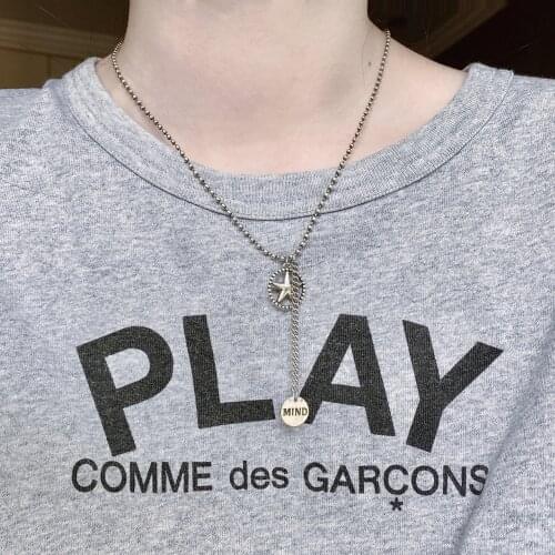 925 Sterling Silver Necklace Vintage Old Round Brand Letter Star Pendant Simple Fashion Womens Jewelry Sweater Chain