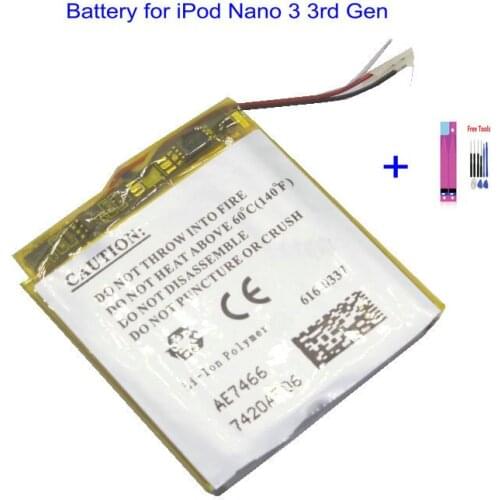 1 x Replacement 616-0337 Battery For Nano 3 Battery 3.7V For iPod Nano3 3G 3rd 3Gen Generation Batteries + Repair Tools kit