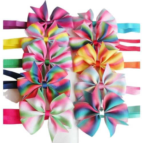 120pc/lot Factory Sale Pet Dog rainbow color Ribbon bow Tie Grooming Bowknot Ties For Dogs Pet Accessories mixed style Y921-3