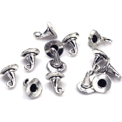 20Pcs Pendants Clown Magic Hats Metal Silver Tone For Charm Necklaces Fashion Jewelry DIY Findings 11mm