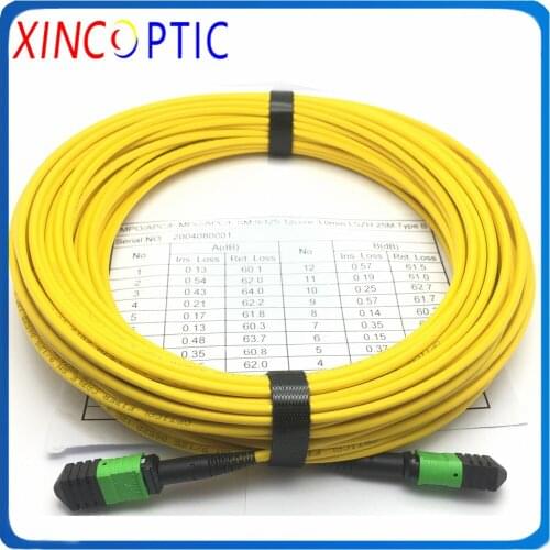 25M,12Cores,SMF,OS1,12Strands MPO/APC Female to MPO/APC (F ) 3.0mm LSZH Mini Round Yellow Jacket Fiber OpticlaPatch Cord Cable