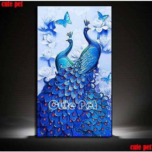 5D Diamond Painting Animal blue peacock DIY Cross stitch full drill butterfly Gift Embroidery Mosaic Diamonds Home Decor large