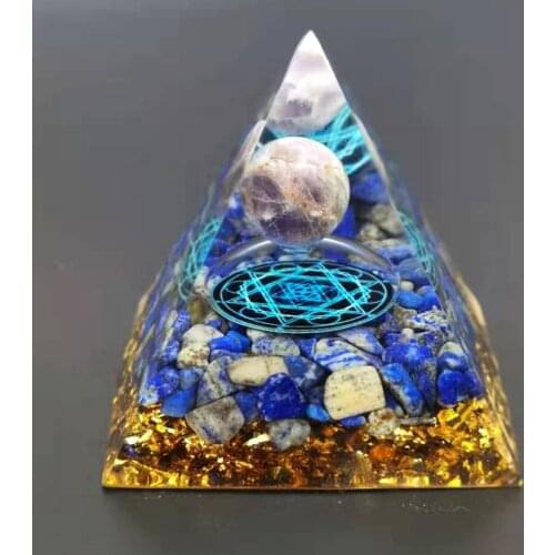60mm Handmade Crystal Sphere Orgonite Pyramid with Kyanite Stone Reiki Chakra Energy Orgone
