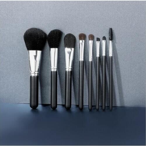 8pcs makeup brushes wooden handle and nylon hair aluminum tube beauty tools