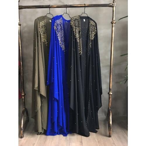 African Clothes Islamic Muslim Hijab Dress Women Chiffon Diamond Hooded Abaya Pakistani Dresses Moroccan Kaftan Beading Burqa