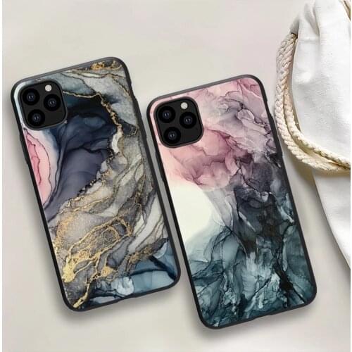 Watercolor Marble Pattern Case For iPhone 11 Soft TPU Ink Painted Case for iPhone 12 Pro 7 8 7Plus X XS Max SE 2020 Shell Cover