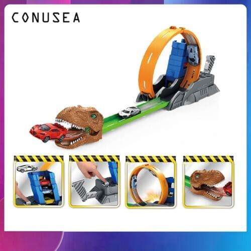 Dinosaur Toy Car Track for boy Racing Track Toy Set Educational Bend Flexible Race Track Car DIY Assembly Toys For Children kid