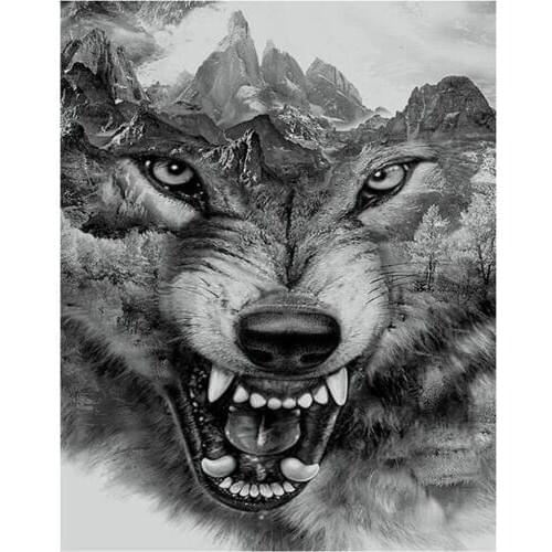 Diy 5D Resin Diamond Painting Cross Stitch Full Diamond Embroidery wolves Pattern Rhinestone Pasted Needlework 3D Diamond Mosaic