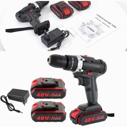 48VF 3 in 1 Cordless Electric Drill Screwdriver Lithium Battery Cordless Drill Wrench Wireless Electric Drill Set for Home