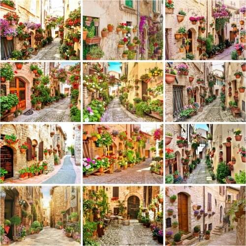 EverShine Diamond Mosaic Street Cross Stitch Kits DIY 5D Diamond Painting Landscape Picture Rhinestones Flower Wall Decor
