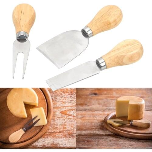 HOOMIN 3pcs/set Cheese Slicer Wood Handle Knife Kit Bakeware Cheese Tools Kitchen Accessories