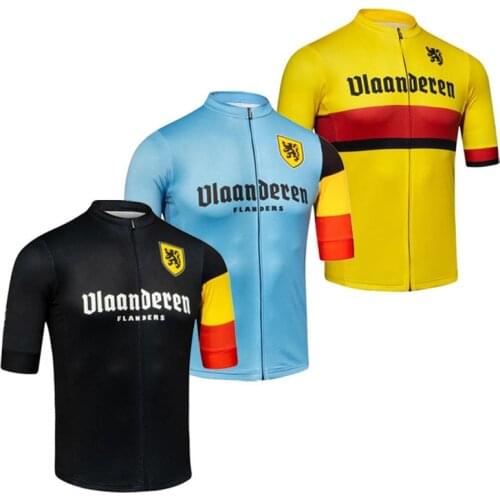 Flanders Team Cycling Jersey Short Sleeve Breathable Ropa Ciclismo Triathlon Bike Wear Clothing Mtb Jerseys Cajastur
