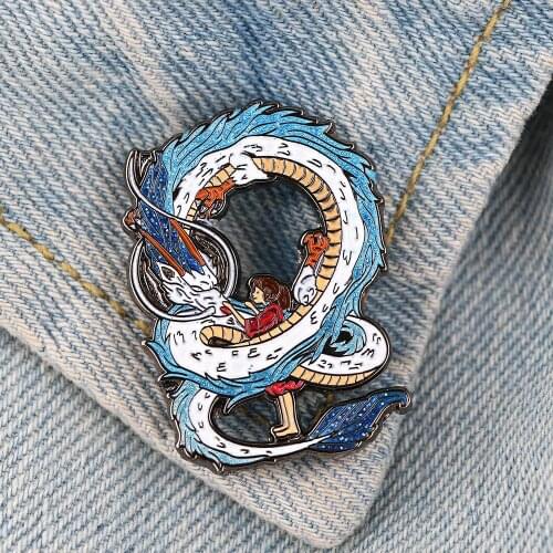 LT750 Japanese Anime Manga Dragon Icons Enamel Pin Badge Cartoons Collar Lapel Pin for Backpack Decoration Jewelry Gifts