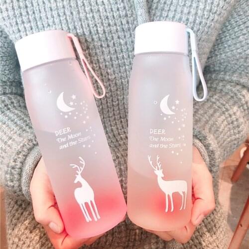 Cute Water Bottles for Children Girl To School Drinking Cup Plastic Reusable Portable Juice Travel Thermos Sport Gourd Drinkware