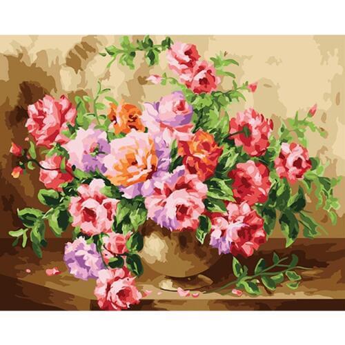 'Beautiful flower & luck" DIY Digital Paint picture Kit Painting by Numbers 40*50cm on Canvas Home Decor Wall Poster Gift DY517